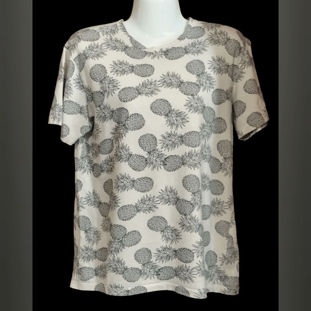 Knickerbocker Vintage Design Pineapple T-shirt Navy Blue & White Sz S
